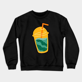 Zen Sip: Matcha Delight in an Orange Cup Crewneck Sweatshirt